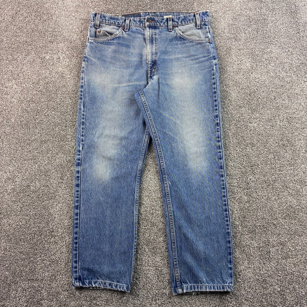 Vintage Levi's 505 Jeans Mens 34x28 Blue Cotton Orange Tab Straight Leg Denim